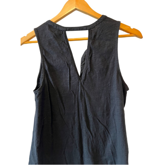 LUCKY BRAND Black Cotton Embellished Deep V Neck Sleeveless Casual Top M - Picture 4 of 8